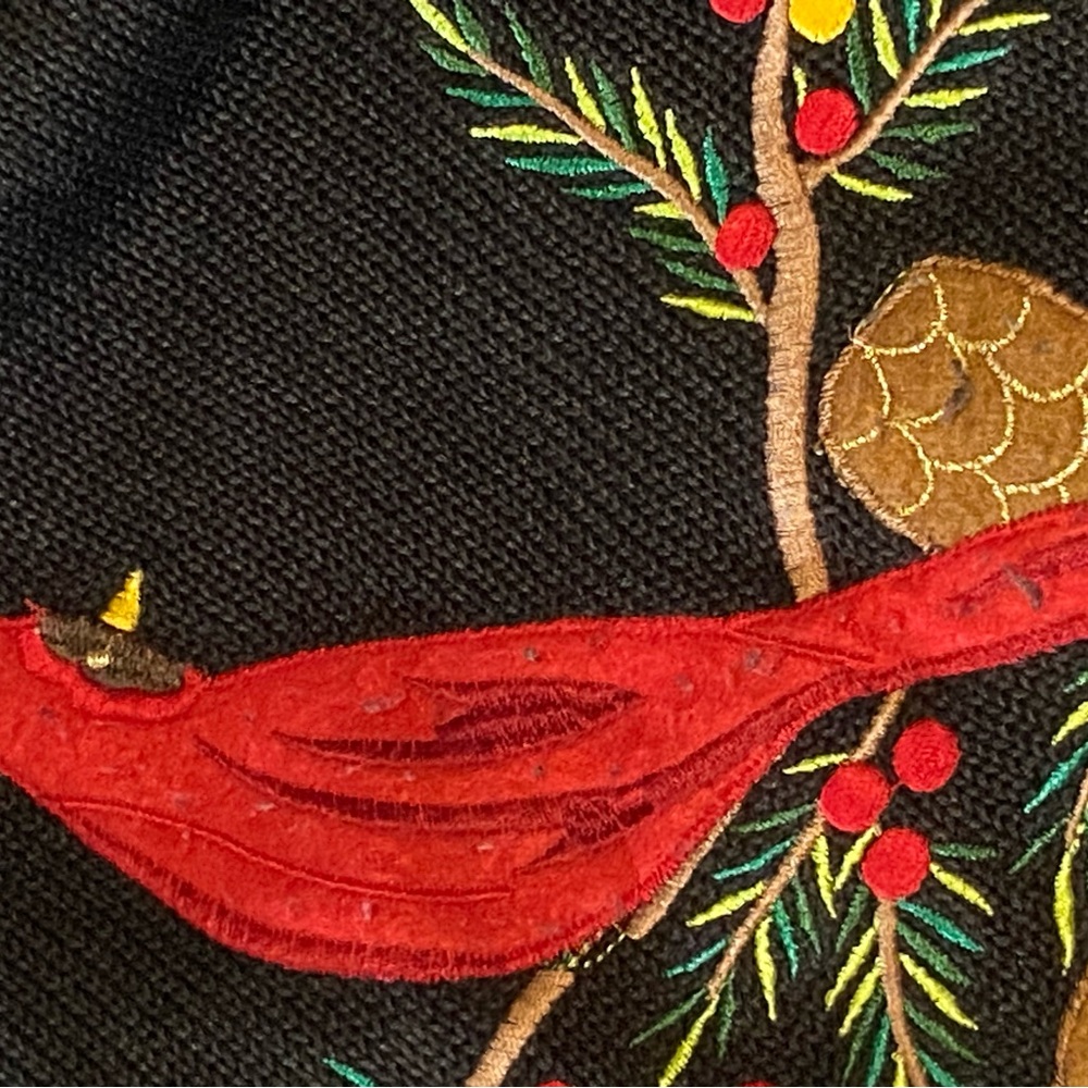 Women’s 2X Black Zip Cardigan Sweater Embroidered Red Cardinals Holiday - Picture 5 of 10